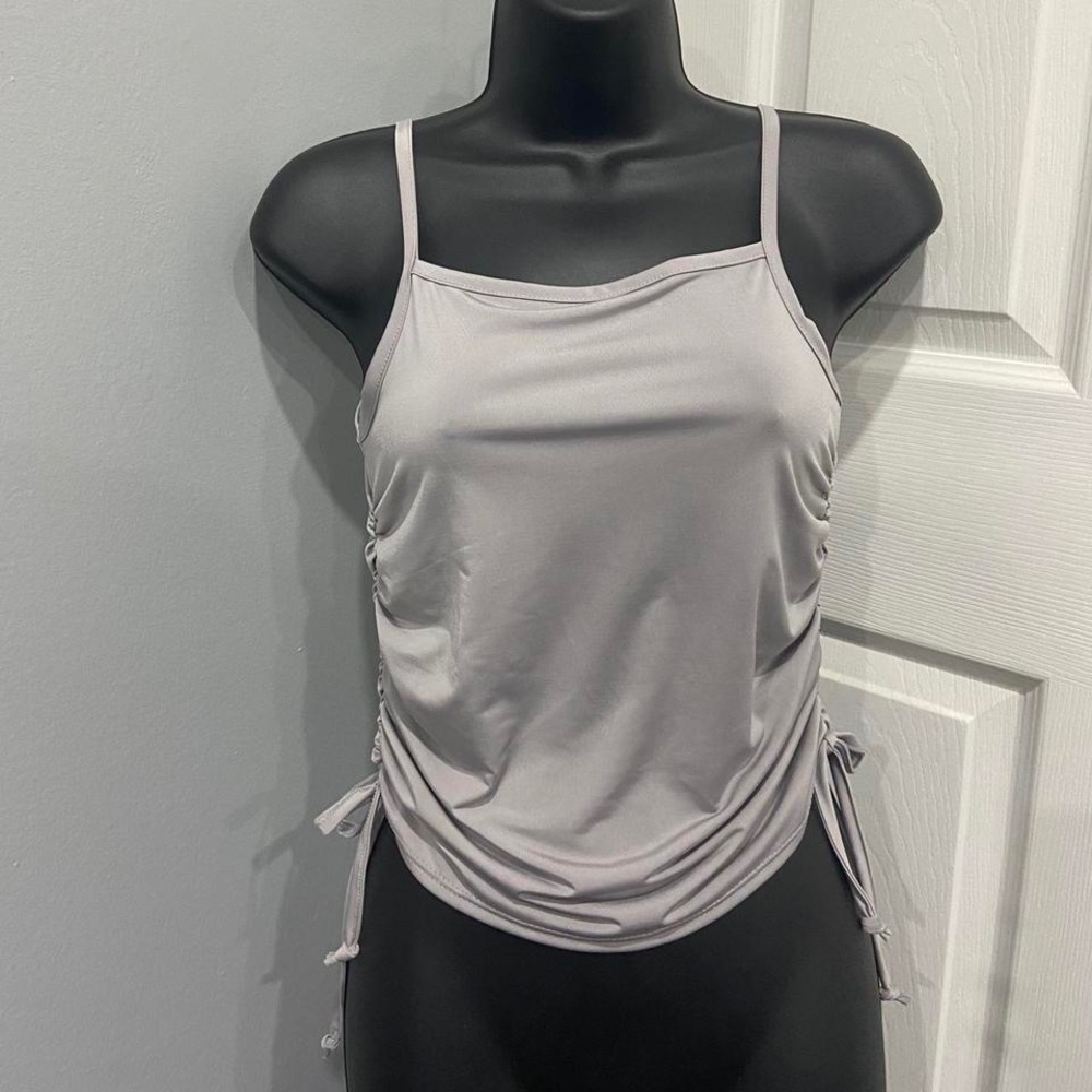 Gray ruched side tank